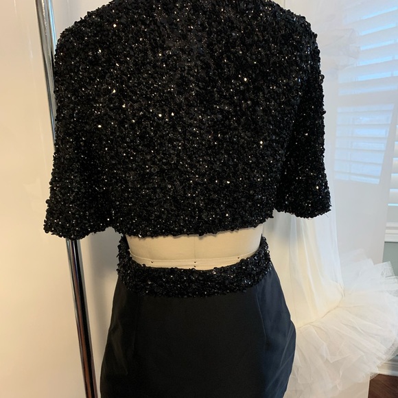 3.1 PHILLIP LIM Black Sequin Embellished Cutout Dress Size 6 Short Sleeve - Picture 6 of 15